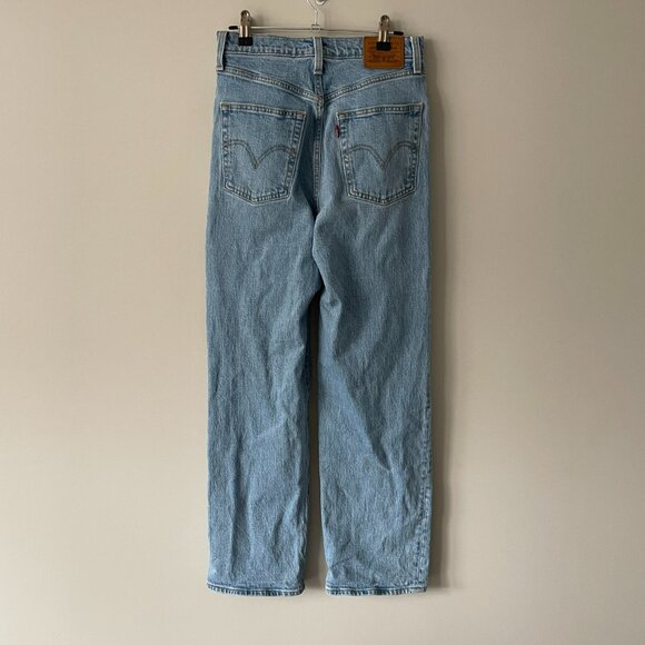 Levi's Ribcage Straight Button Fly Waist Denim High Rise Casual Jeans Blue 27 - Picture 3 of 10